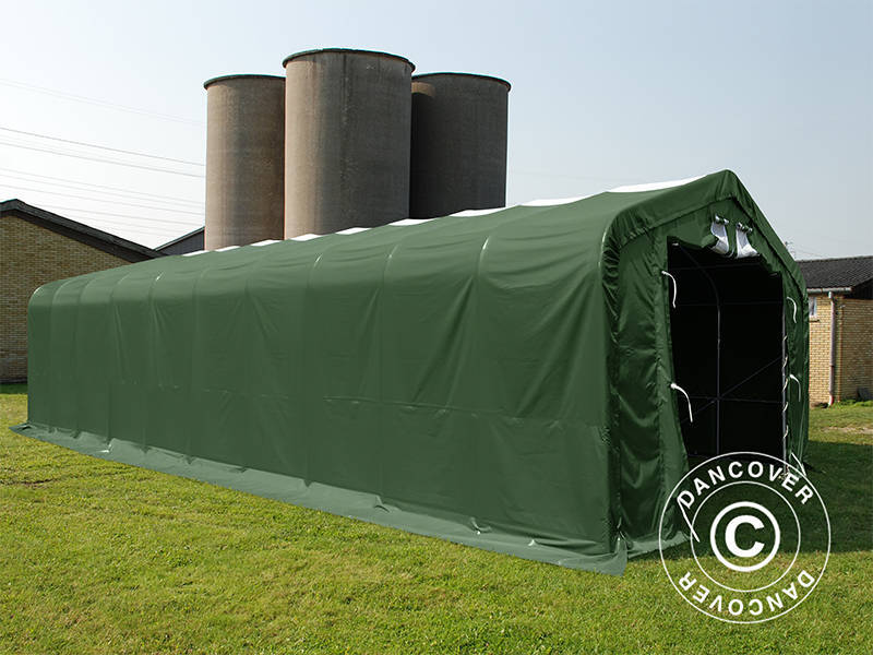 Lagertält PRO 6x12x3,7m PVC med takpanel, Grön - Image 3