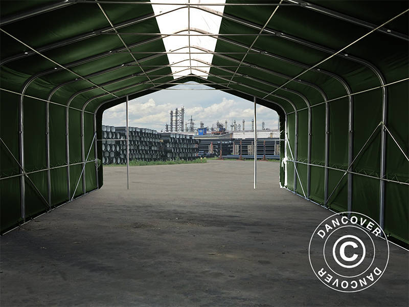 Lagertält PRO 6x12x3,7m PVC med takpanel, Grön - Image 5