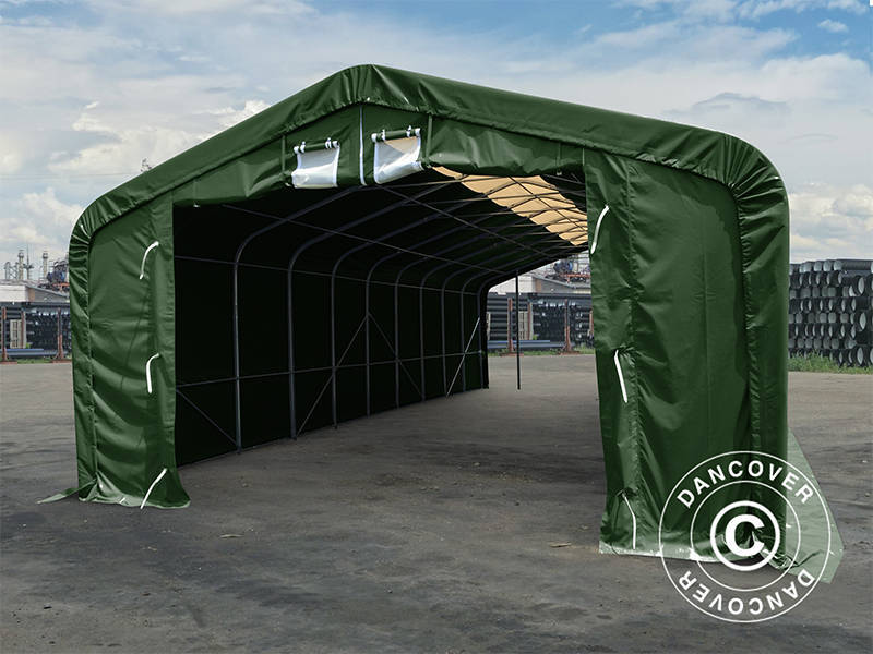 Lagertält PRO 6x12x3,7m PVC med takpanel, Grön - Image 7