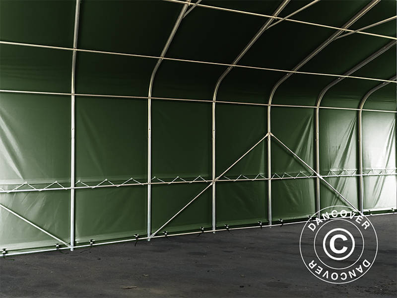 Lagertält PRO 6x12x3,7m PVC med takpanel, Grön - Image 9