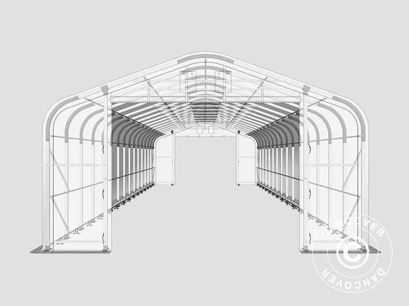 Lagertält PRO 6x18x3,7m PVC med takpanel, Grå - Image 15
