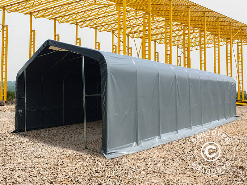 Lagertält PRO 6x18x3,7m PVC med takpanel, Grå - Image 7