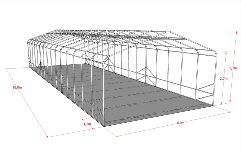 Lagertält PRO 6x18x3,7m PVC med takpanel, Grön - Image 13