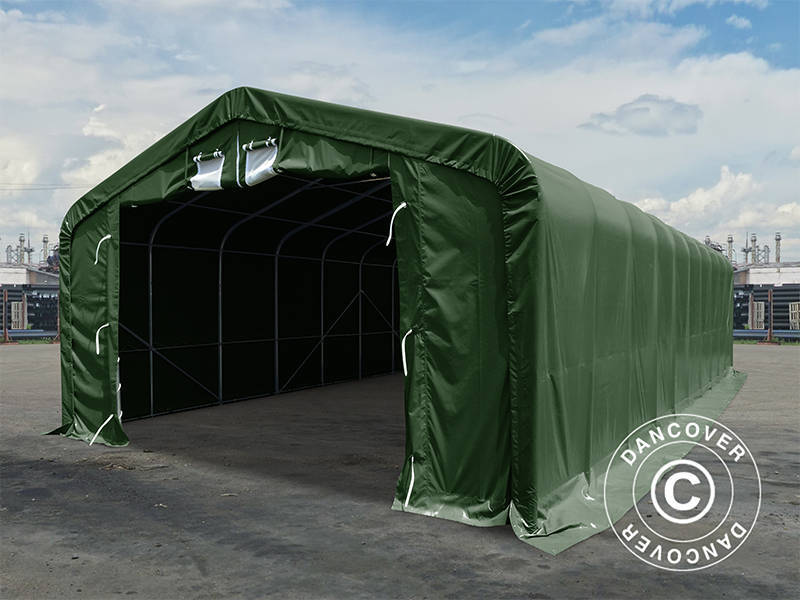 Lagertält PRO 6x18x3,7m PVC med takpanel, Grön - Image 3