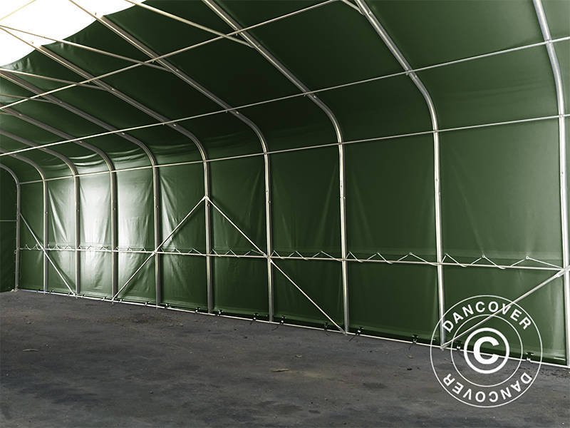Lagertält PRO 6x18x3,7m PVC med takpanel, Grön - Image 8