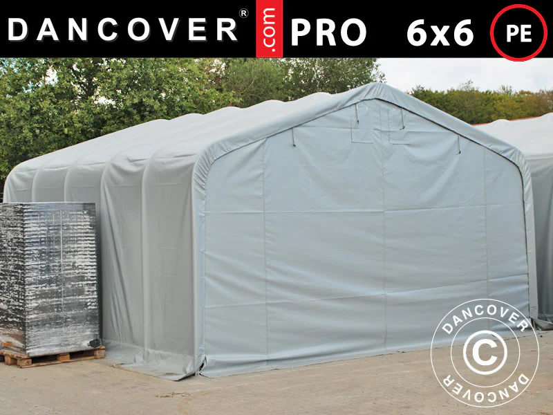 Lagertält PRO 6x6x3,7m, PE, Grå