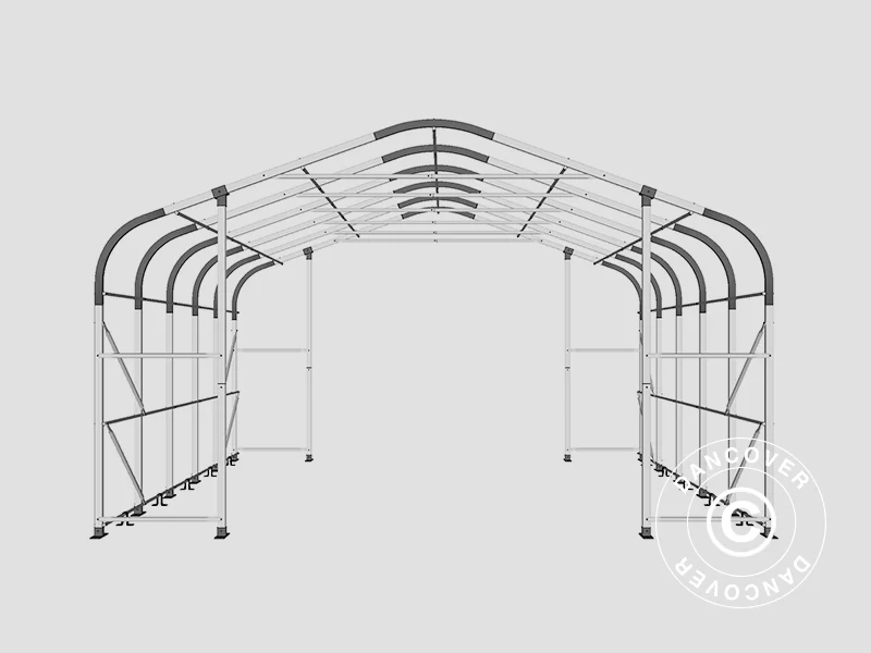 Lagertält PRO 6x6x3,7m, PE, Grå - Image 9