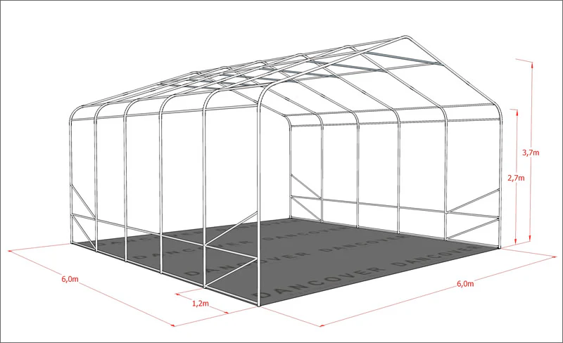 Lagertält PRO 6x6x3,7m PVC, Grön - Image 3