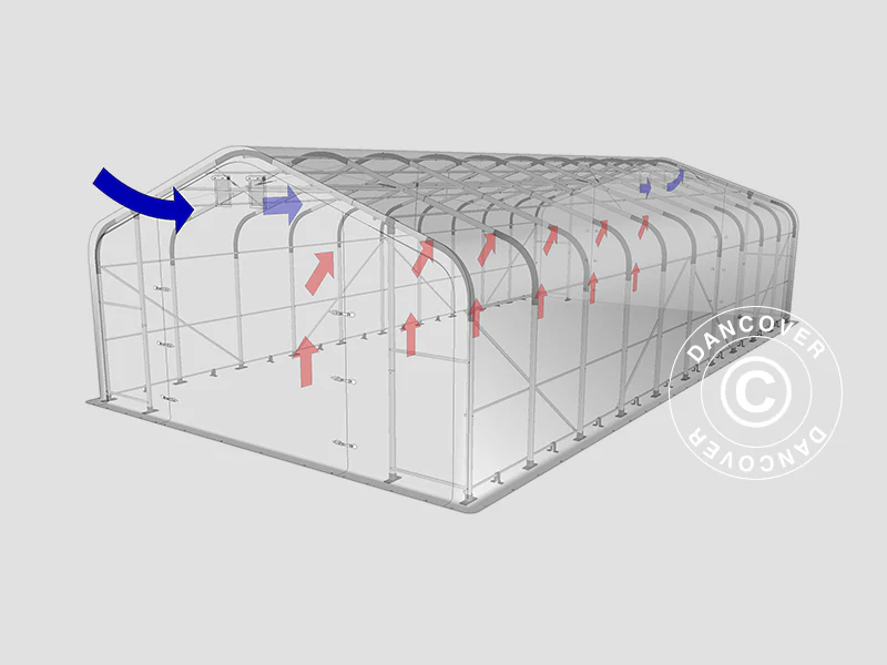 Lagertält PRO 7x14x3,8m PVC med takpanel, Grå - Image 15