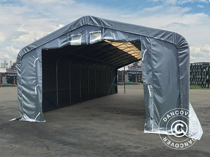 Lagertält PRO 7x14x3,8m PVC med takpanel, Grå - Image 4