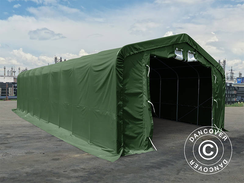 Lagertält PRO 7x14x3,8m PVC med takpanel, Grön - Image 3