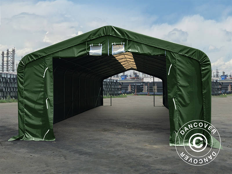 Lagertält PRO 7x14x3,8m PVC med takpanel, Grön - Image 5