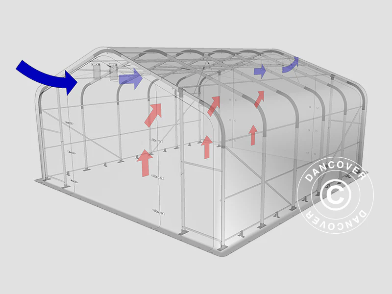 Lagertält PRO 7x7x3,8m PVC med takpanel, Grå - Image 10