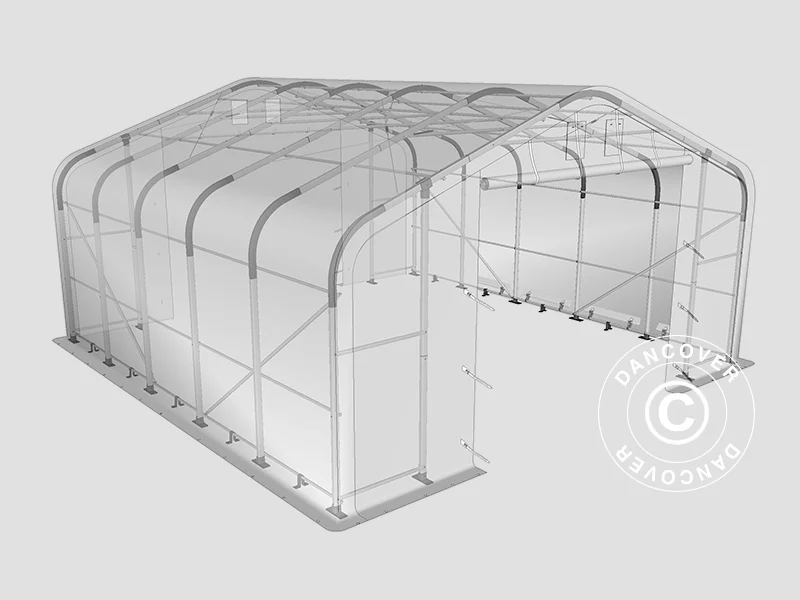 Lagertält PRO 7x7x3,8m PVC med takpanel, Grön - Image 10