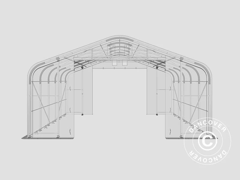 Lagertält PRO 7x7x3,8m PVC med takpanel, Grön - Image 11