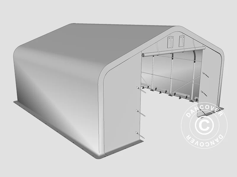 Lagertält PRO 7x7x3,8m PVC med takpanel, Grön - Image 14