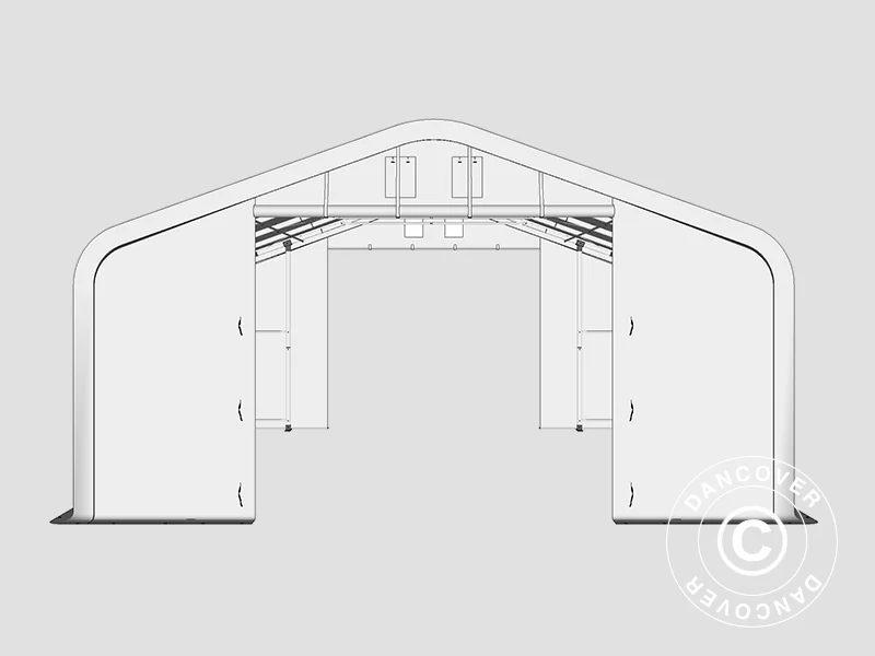 Lagertält PRO 7x7x3,8m PVC med takpanel, Grön - Image 15