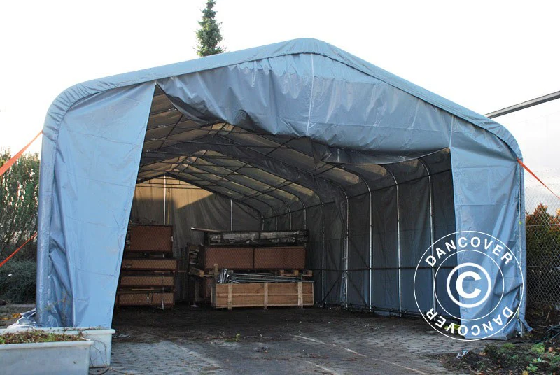 Lagertält PRO 7x7x3,8m PVC med takpanel, Grön - Image 25