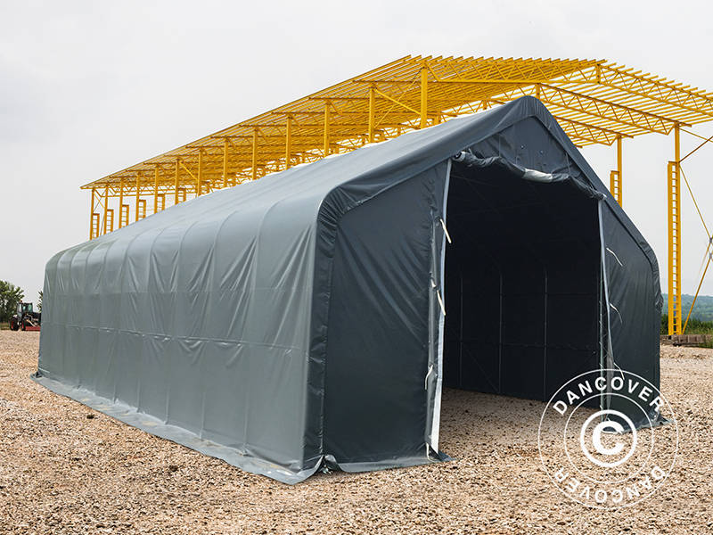 Lagertält PRO 8x12x5,2m PVC med takpanel, Grå - Image 3