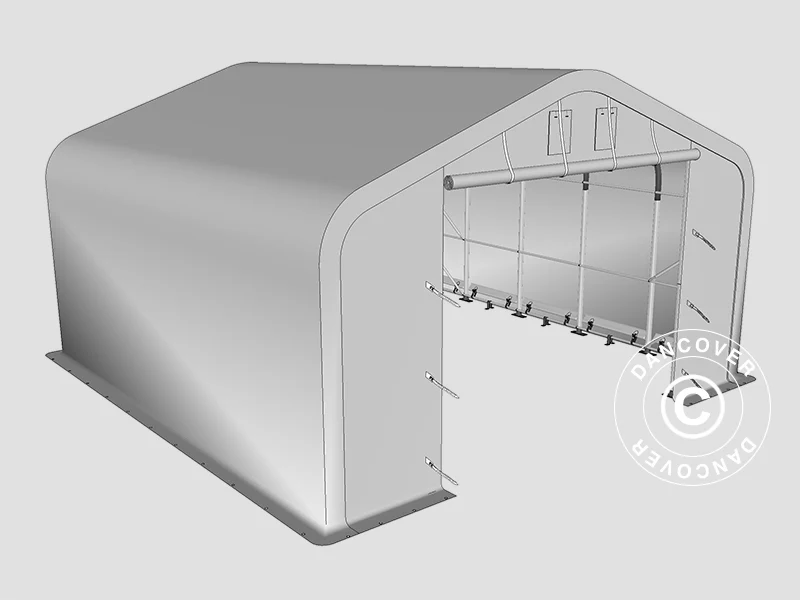 Lagertält PRO 8x12x5,2m PVC med takpanel, Grön - Image 14