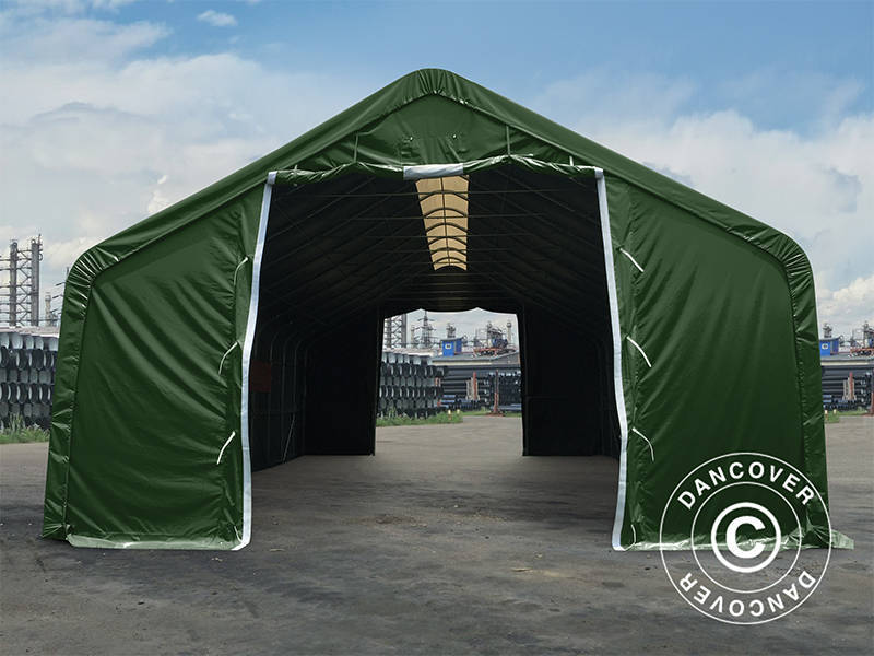 Lagertält PRO 8x12x5,2m PVC med takpanel, Grön - Image 4