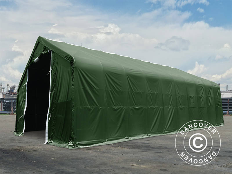 Lagertält PRO 8x12x5,2m PVC med takpanel, Grön - Image 5