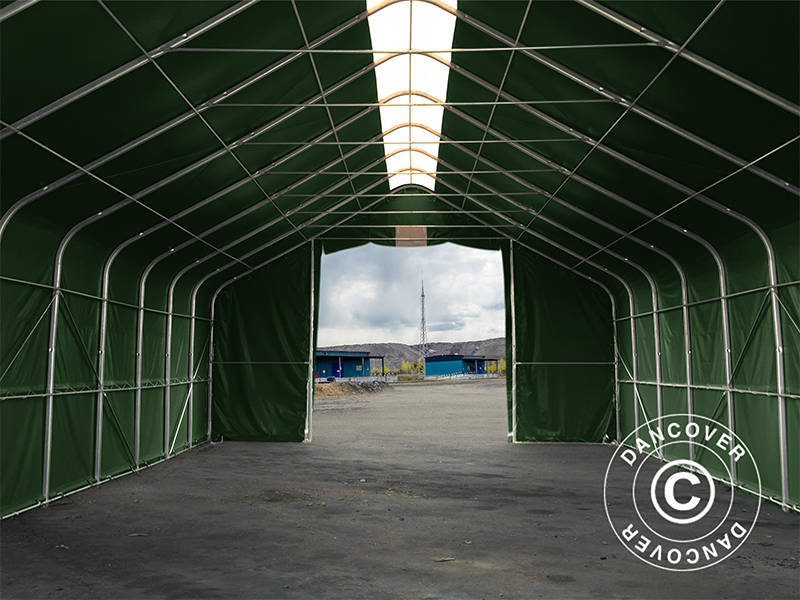 Lagertält PRO 8x12x5,2m PVC med takpanel, Grön - Image 6