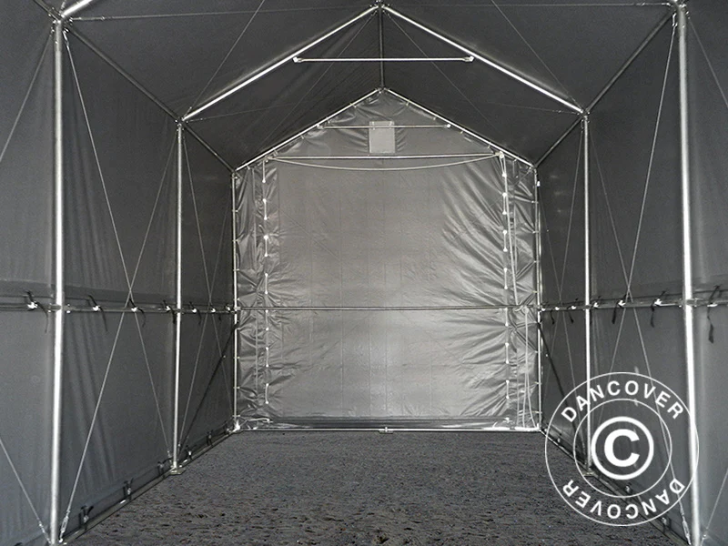 Lagertält PRO XL 4x10x3,5x4,59m, PVC, Grå - Image 12