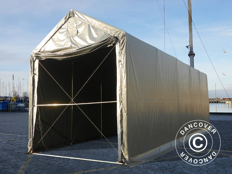 Lagertält PRO XL 4x10x3,5x4,59m, PVC, Grå - Image 4
