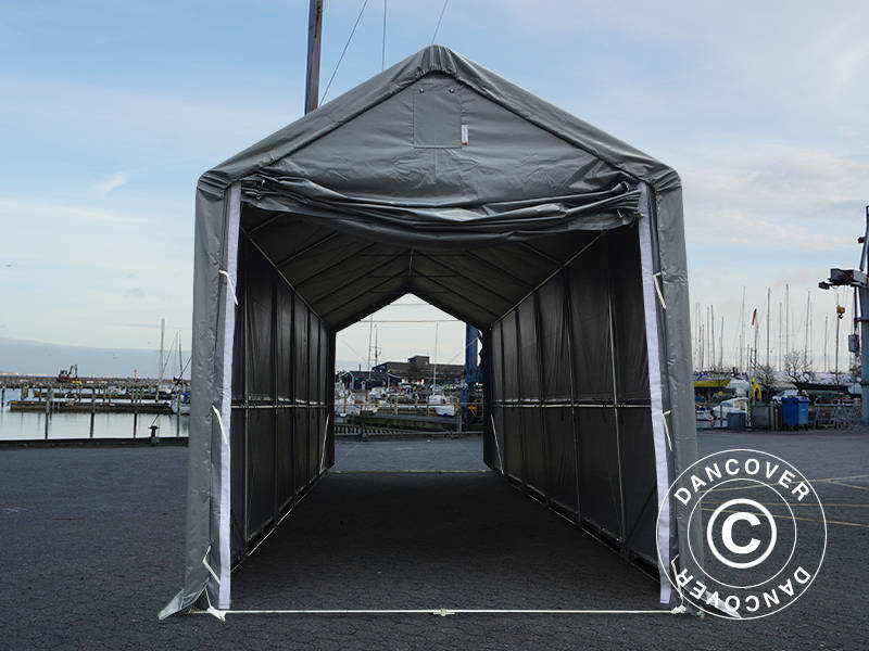 Lagertält PRO XL 4x12x3,5x4,59m, PVC, Grå - Image 3