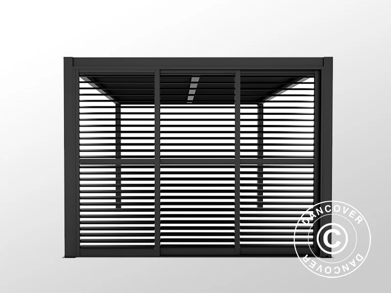 Lamellskjutdörrset för pergolapaviljong San Pablo 4m, 1,25x2,18m, Svart - Image 3