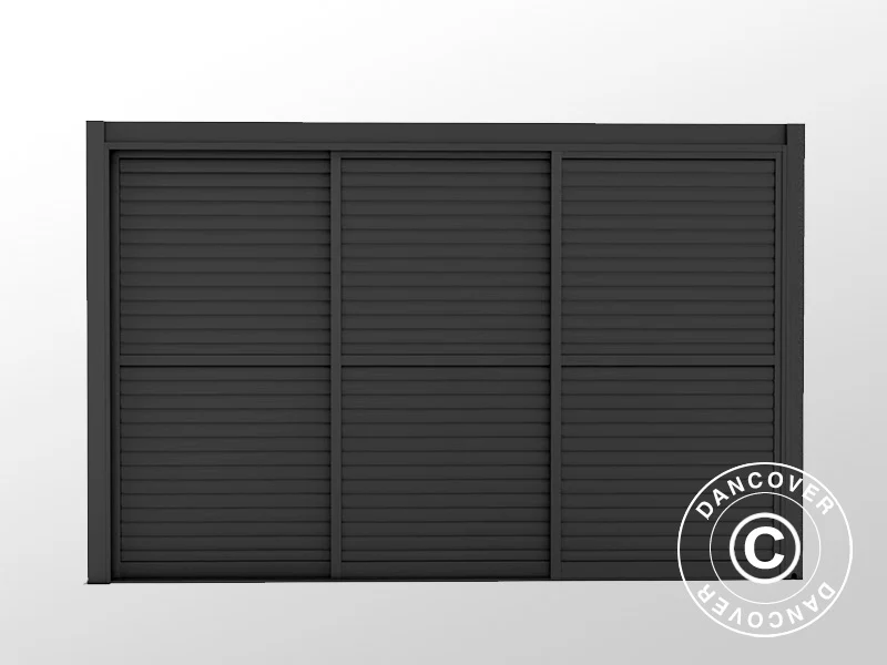 Lamellskjutdörrset för pergolapaviljong San Pablo 4m, 1,25x2,18m, Svart - Image 4