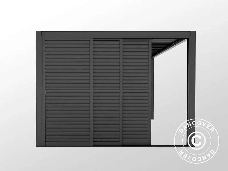 Lamellskjutdörrset för pergolapaviljong San Pablo 4m, 1,25x2,18m, Svart - Image 5