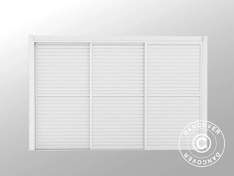 Lamellskjutdörrset för pergolapaviljong San Pablo 4m, 1,25x2,18m, Vit - Image 2