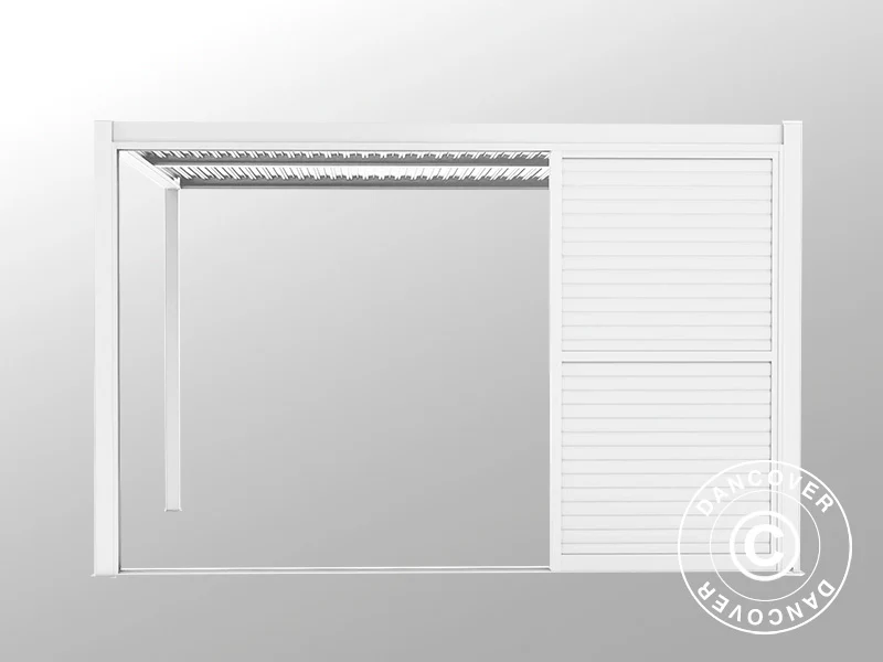 Lamellskjutdörrset för pergolapaviljong San Pablo 4m, 1,25x2,18m, Vit - Image 6