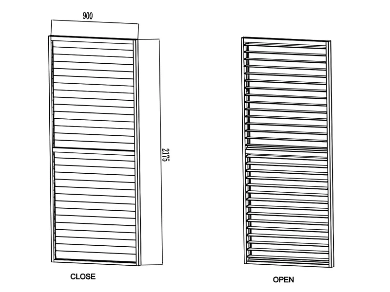Lamellvägg till bioklimatisk pergola paviljong San Pablo, 0,90x2,175m, Träfinish/Svart - Image 8