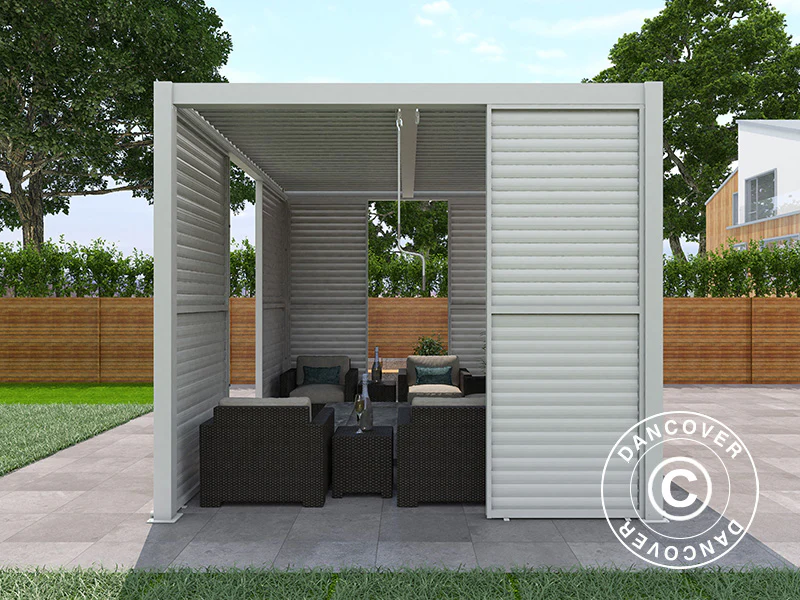 Lamellvägg till bioklimatisk pergola paviljong San Pablo, 0,90x2,175m, Vit - Image 3