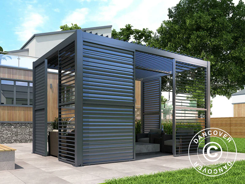 Lamellvägg till bioklimatisk pergola paviljong San Pablo, 1,23x2,175m, Svart - Image 3