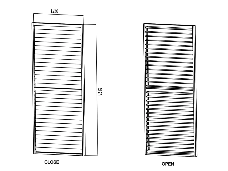 Lamellvägg till bioklimatisk pergola paviljong San Pablo, 1,23x2,175m, Träfinish/Svart - Image 8