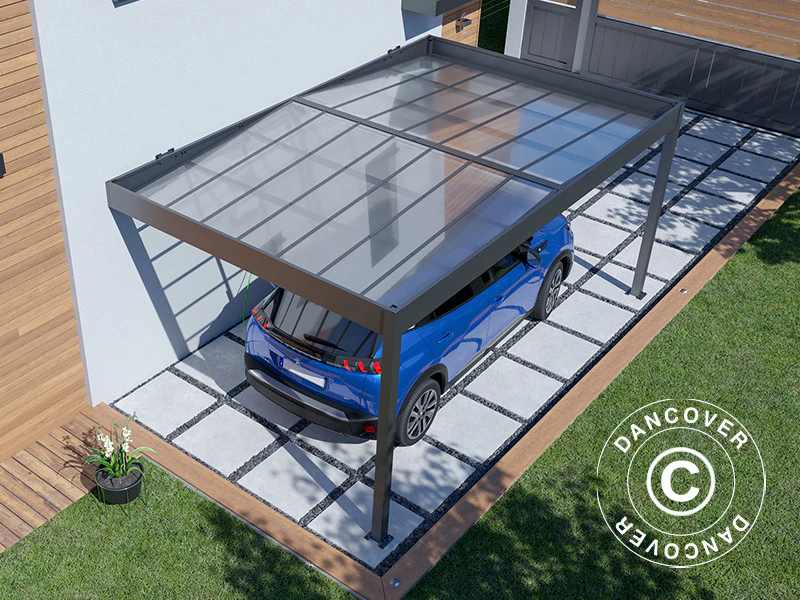 Lean-to carport Libeccio Wall, 3,2x5,09x2,34m, Antracit - Image 3