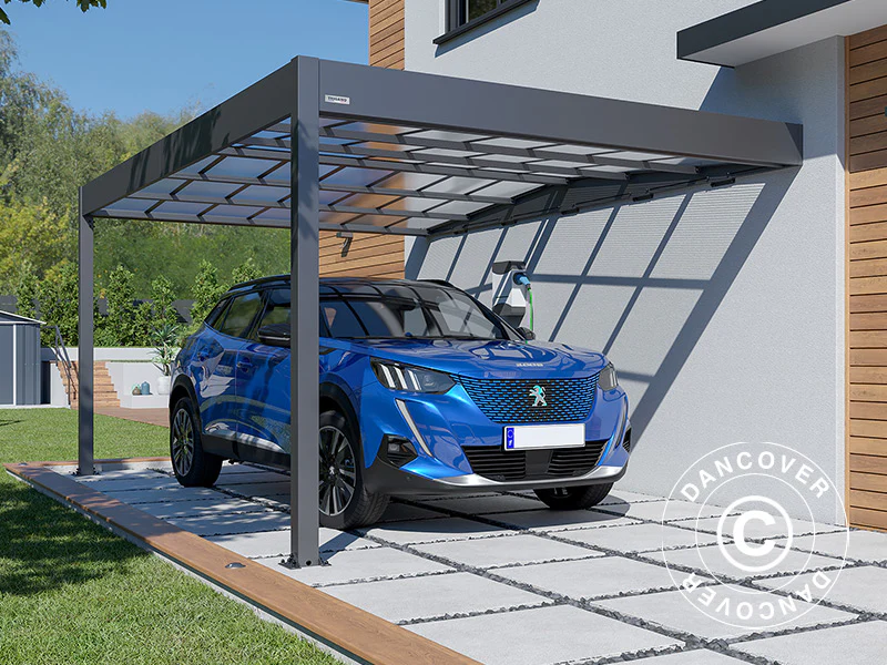 Lean-to carport Libeccio Wall, 3,2x5,09x2,34m, Antracit - Image 4