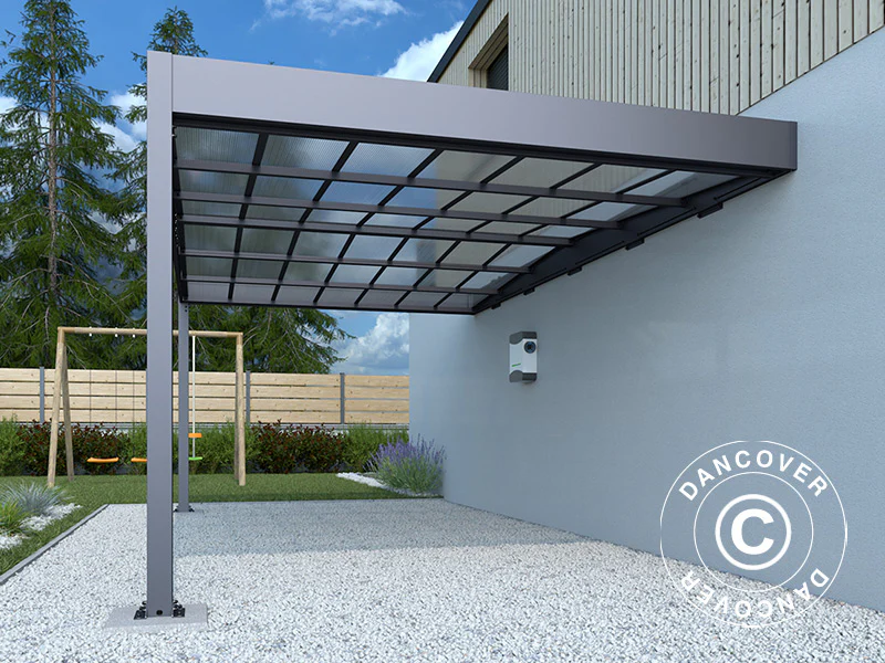 Lean-to carport Libeccio Wall, 3,2x5,09x2,34m, Antracit - Image 5