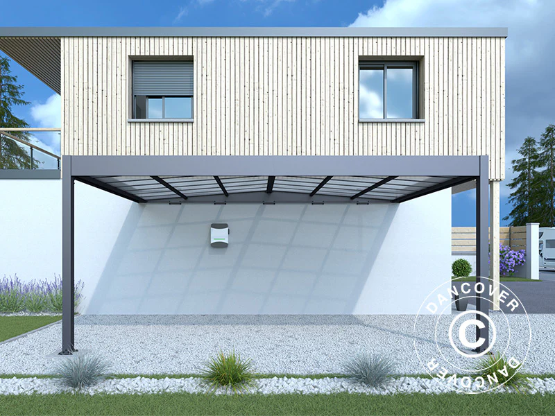 Lean-to carport Libeccio Wall, 3,2x5,09x2,34m, Antracit - Image 6