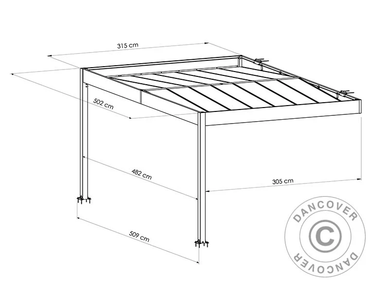 Lean-to carport Libeccio Wall, 3,2x5,09x2,34m, Antracit - Image 8