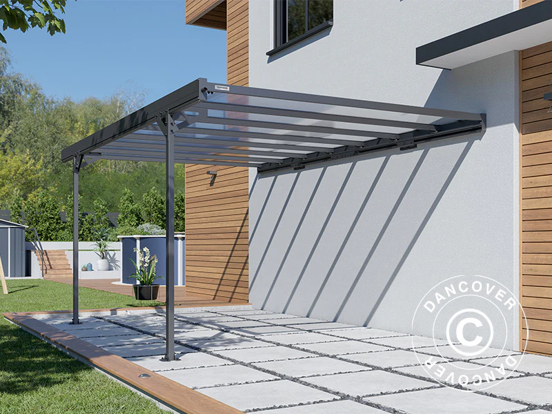 Lean-to carport Mistral Wall, 3,03x5,09x2,27m, Antracit - Image 5