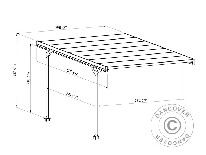 Lean-to carport Mistral Wall, 3,03x5,09x2,27m, Antracit - Image 8