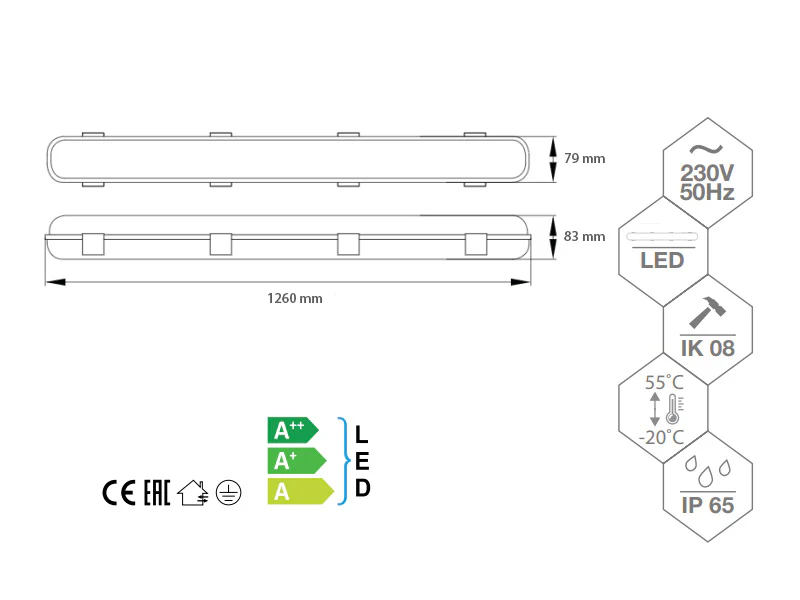 LED Växtlampa 1,26m, Grå - Image 8