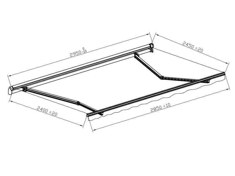 Markis med vevhandtag, 2,95x2,5m, Grå/Grå Ställning - Image 5