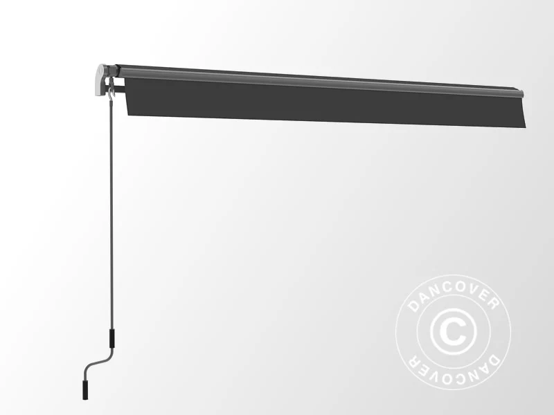 Markis med vevhandtag, 3,95x2,5m, Grå/Grå Ställning - Image 4