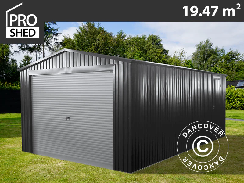 Metallgarage 3,38x5,76x2,43m, 19,47m², ProShed®, Antracit